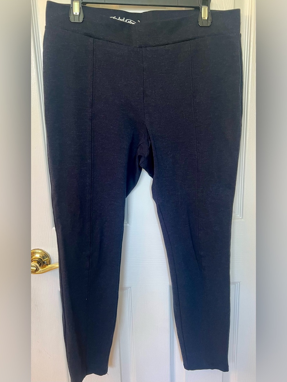 Faded Glory Blue Ponte Leggings Sz L/G (12-14) BLUE STRETCH FRONT SEAM DETAIL
